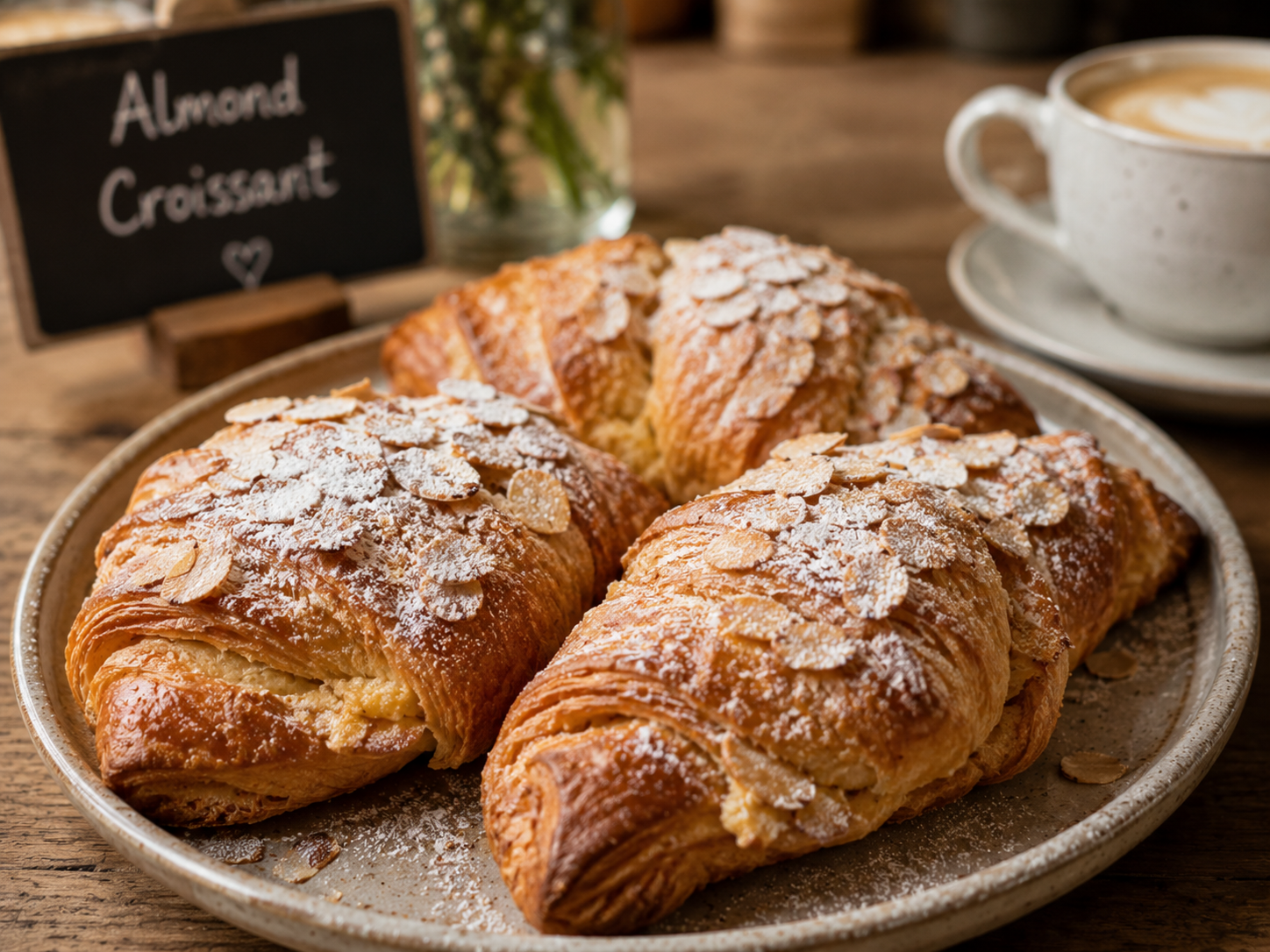 Almond croissant fresh from the oven