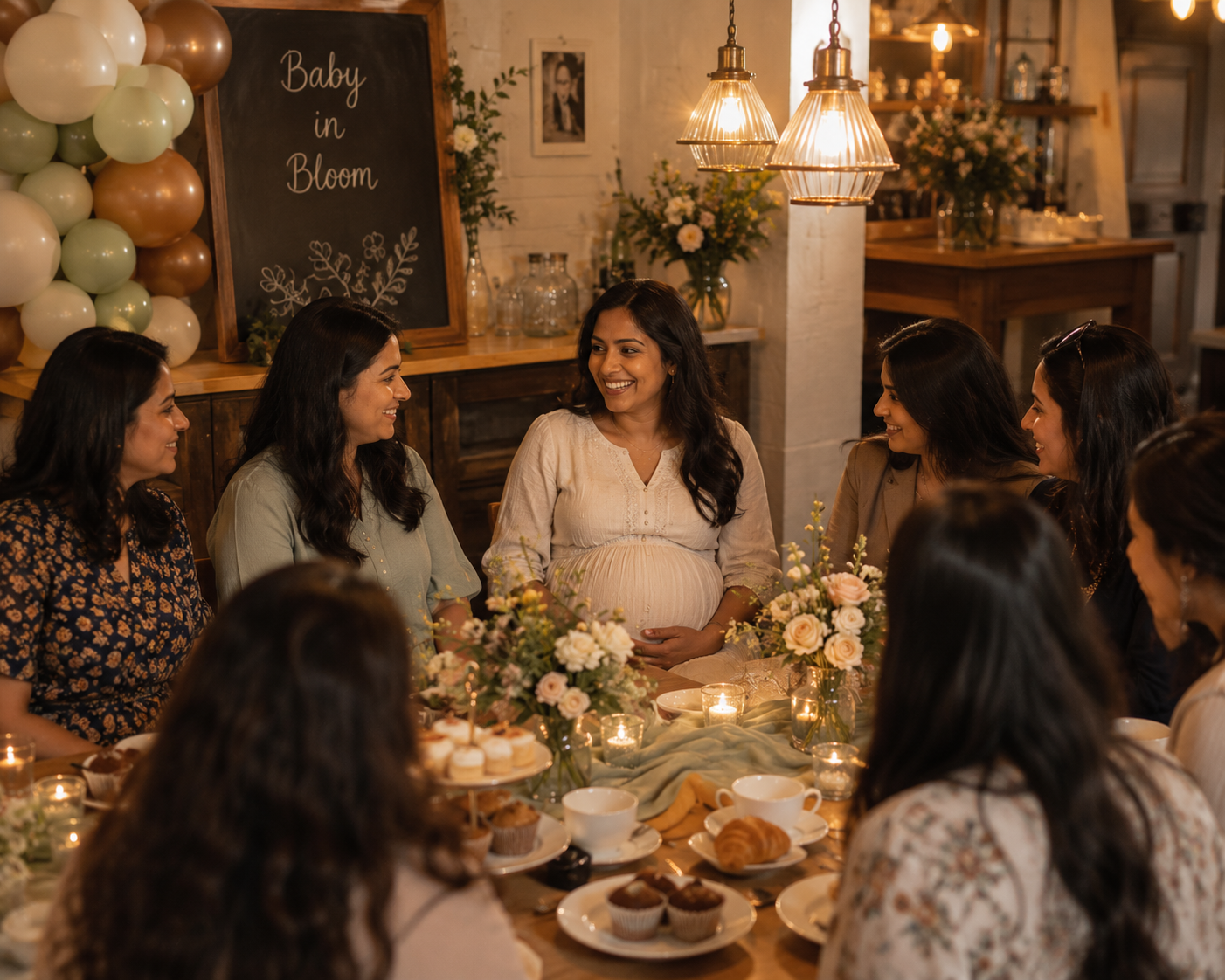 Intimate baby shower gathering in The Back Room at The Copper Kettle
