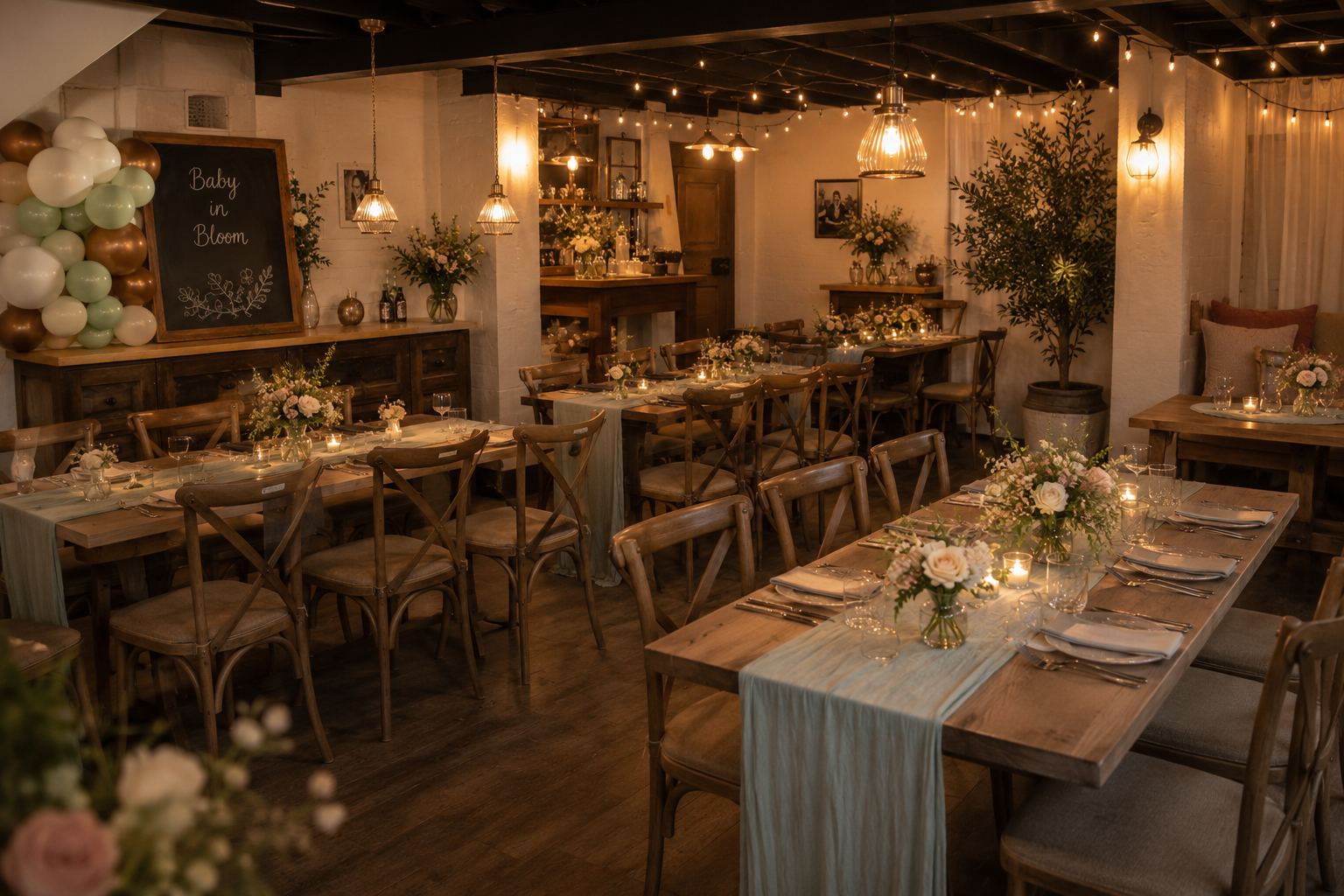 The Back Room set up for private event